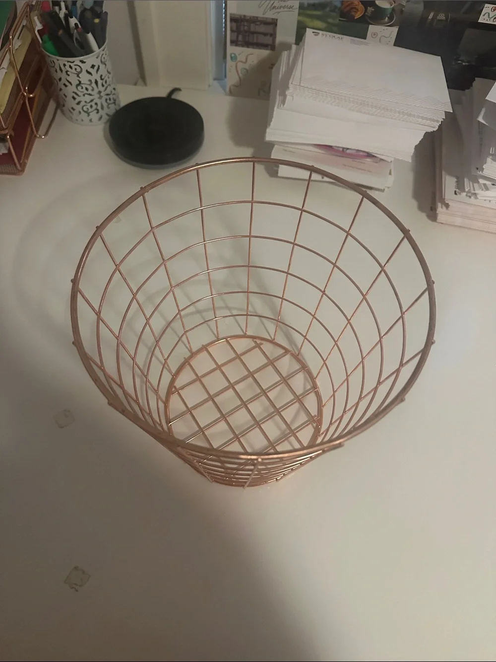 Copper Wire Mesh Wastebasket - Home Accents